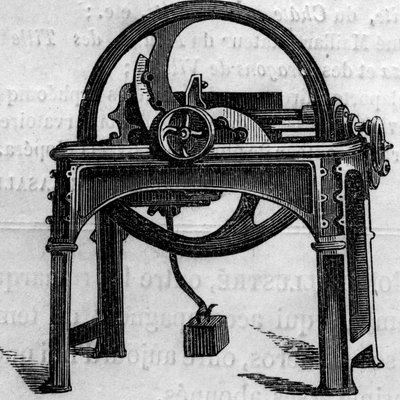 Agricultural machine: a straw axe used to prepare animal feed by French School