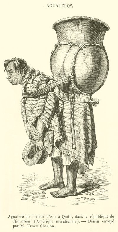 Water Carrier in Quito, in the Republic of Ecuador, South America (engraving) by French School