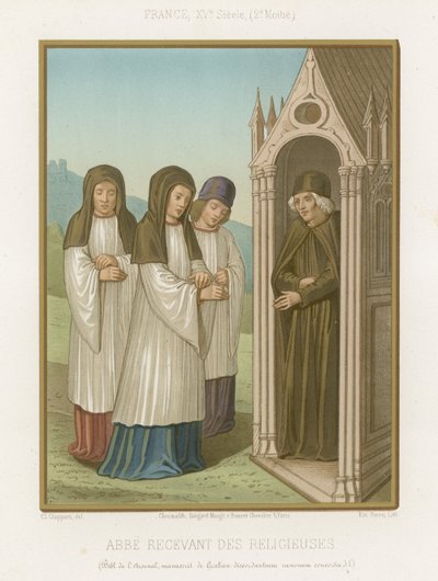 An Abbot Greeting Monks at the Door of the Abbey by French School
