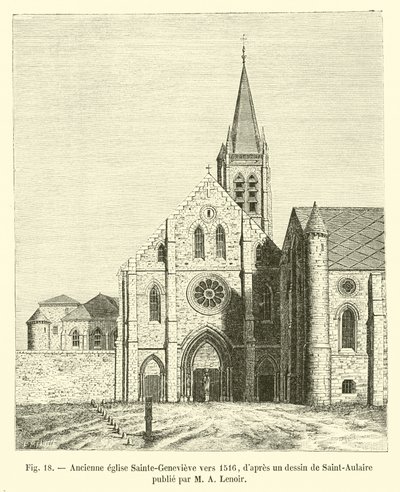 Old church of Sainte-Genevieve around 1516, after a drawing by Saint-Aulaire published by Mr. A. Lenoir by French School