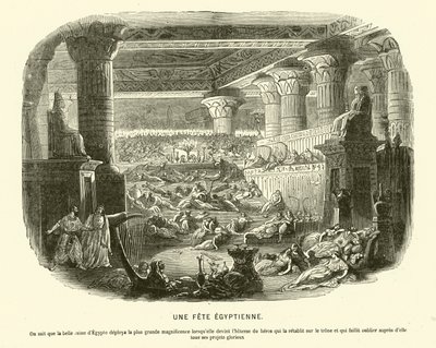 Ancient Egyptian feast during the reign of Cleopatra VII by French School