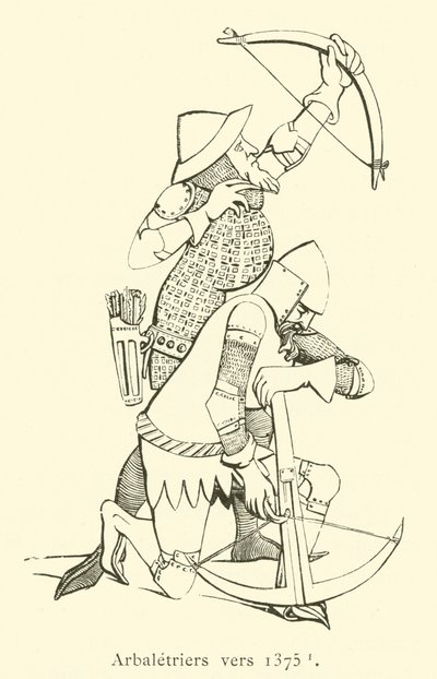 Crossbowmen around 1375 (engraving) by French School