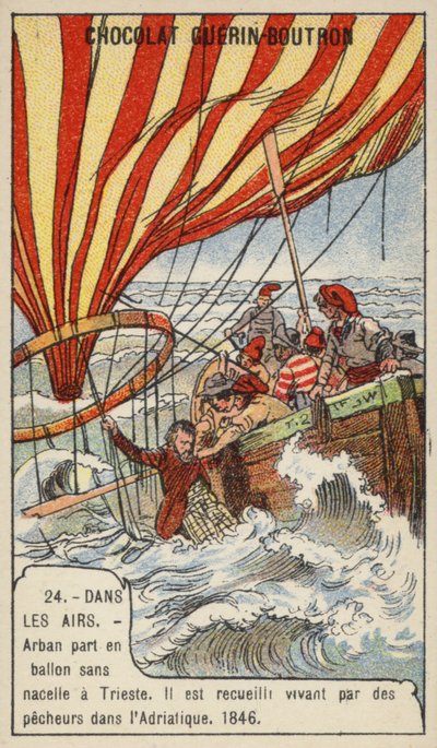 Arban rescued by fishermen after his balloon crashed in the Adriatic by French School