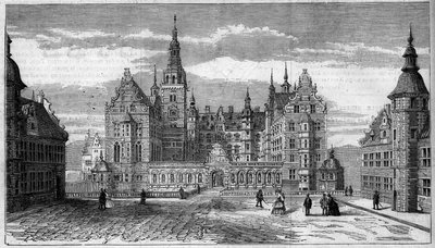 Exterior view of the castle of Frederiksbourg in Denmark by French School