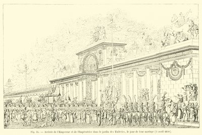 Arrival of the Emperor and Empress in the Tuileries Garden on Their Wedding Day, April 2, 1810 by French School