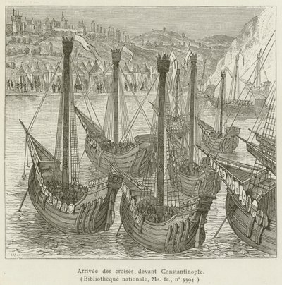 Arrival of the Crusaders before Constantinople (engraving) by French School