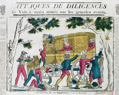 Attack on the Diligence from Paris to Lyon on 25th July 1822 by French School