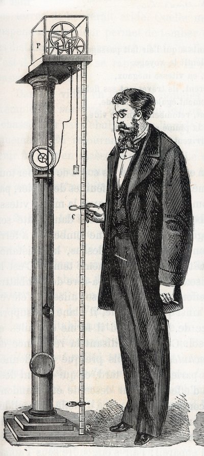 Atwood machine invented in 1784 by George Atwood - Engraving from 
