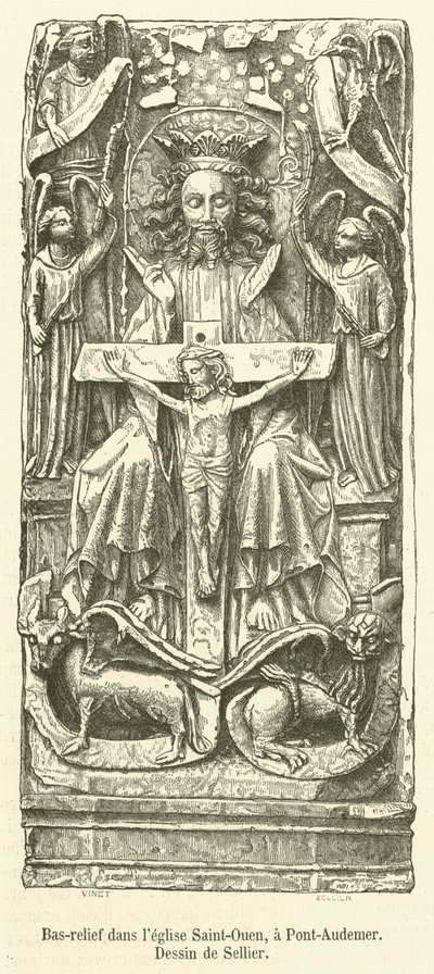 Bas-relief in the Church of Saint-Ouen, Pont-Audemer (engraving) by French School