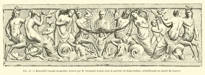 Roman marble bas-relief, found by M. Alexandre Lenoir in the sacristy of Saint-Sulpice, currently at the Louvre Museum by French School