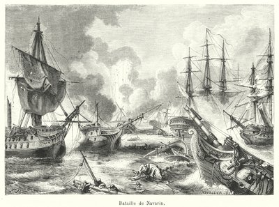 Battle of Navarino by French School