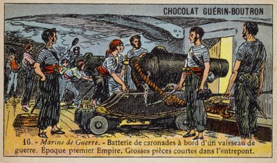 Battery of Carronades on Board a French Warship of the First Empire, Early 19th Century by French School