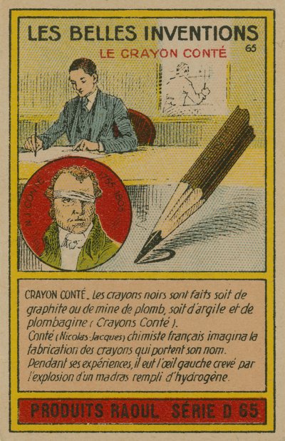 Beautiful Inventions Card, Conte Crayon by French School