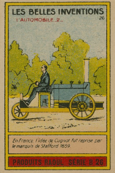 Beautiful inventions card, automobile by French School