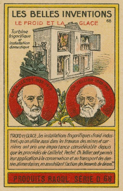 Beautiful inventions card, refrigeration by French School