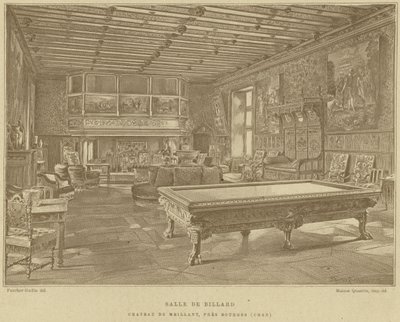 Billiard room, Chateau de Meillant, near Bourges, France by French School