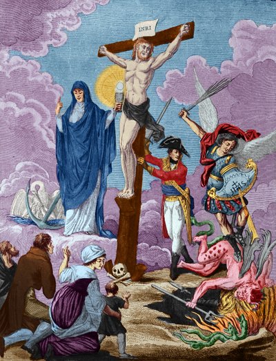 Bonaparte, Restorer of Religion and Supporting the Cross, Allegory on the Concordat by French School
