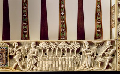 Border of a backgammon board depicting a pair of lovers, 1415 by French School