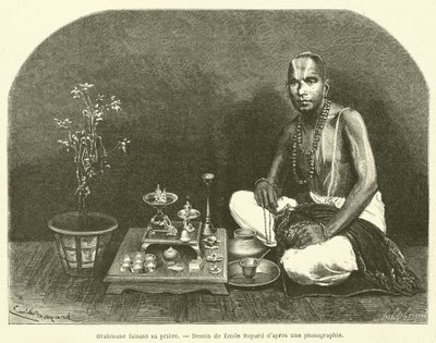 Brahmin Praying (engraving) by French School
