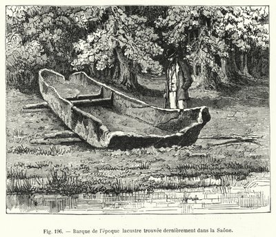 Boat from the Lacustrine Era Recently Found in the Saone (engraving) by French School
