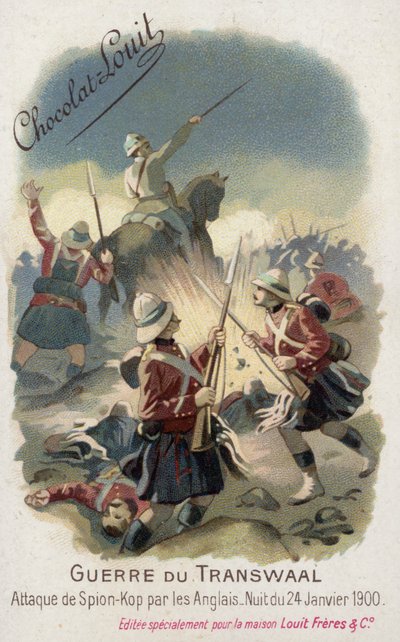 British troops attacking Spion Kop on the night of 24 January 1900 by French School