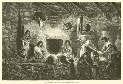 Urban Tavern, Distillation and Consumption of Chicha (engraving) by French School