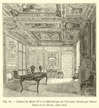 Cabinet of Henry IV at the Arsenal Library, decorated by Simon Vouet and his students, around 1643 by French School