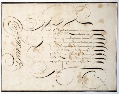 Calligraphy: Manuscript chart of financial round around the second half of the 17th century by French School