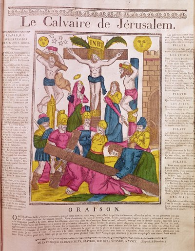 Calvary in Jerusalem, published by La Fabrique de Desfeuilles, Nancy by French School