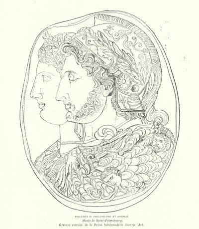 Cameo of Ancient Egyptian Pharaoh Ptolemy Philadelphus and His Wife Arsinoe, 3rd Century BC by French School