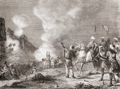 Cannon Being Used as Siege Machines by Sultan Abu Yaqub Yusuf at the Siege of Sijilmasa, Morocco in 1274, from 
