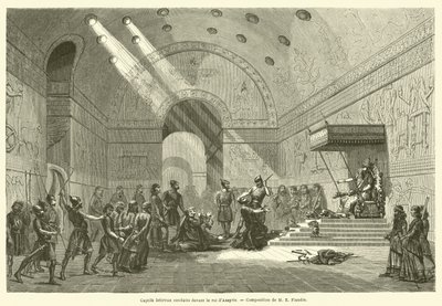 Hebrew Captives Brought Before the King of Assyria (engraving) by French School