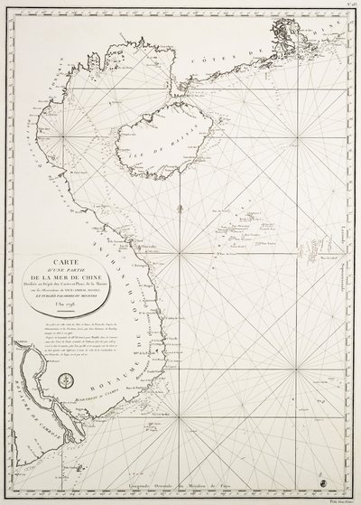 Map of a part of the China Sea drawn at the Depot des Cartes et Plans de la Marine, based on the observations of Vice-Admiral Rosili, and published by order of the Minister. Year 1798 by French School