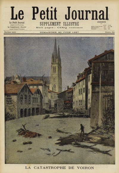 Catastrophic flooding in Voiron, France, 1897 by French School
