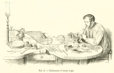 Blowtorch and Gas Lamp (engraving) by French School