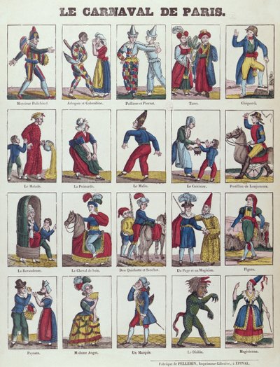 Characters of the Paris Carnival by French School