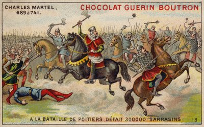 Charles Martel defeating an army of 300,000 Saracens at the Battle of Poitiers, 732 by French School