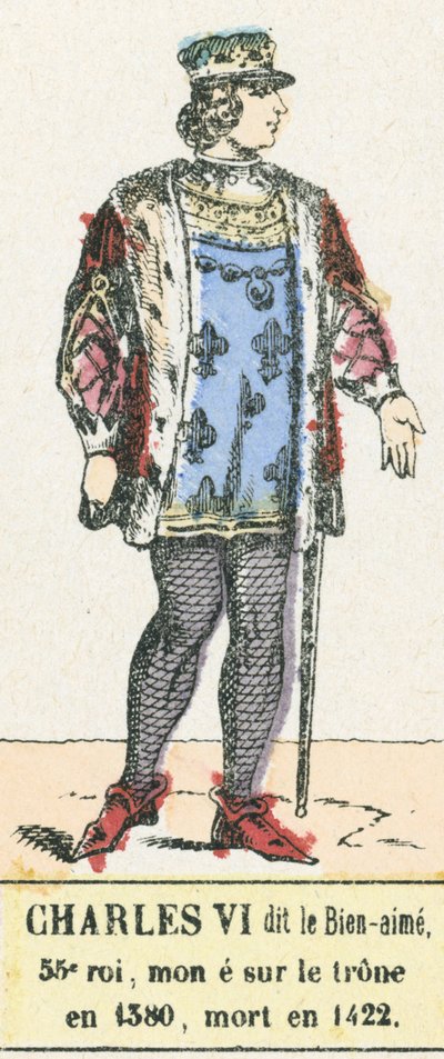 Charles VI called the Beloved, 53rd King, ascended the throne in 1380, died in 1422 by French School