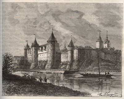 Chateau de Josselin - Morbihan en Bretagne - engraving in 