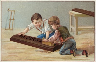 Children Constructing a Large Wooden Chocolate Bar, Advertising Suchard Chocolate by French School