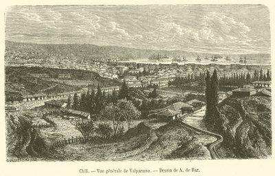 Chile, General View of Valparaiso by French School