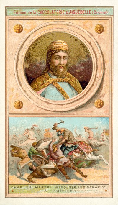 Chilperic II and Charles Martel defeating the Moors at Poitiers, 732 by French School