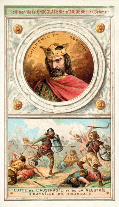 Chilperic I and the struggle between Austrasia and Neustria at the Battle of Tournai, 6th Century by French School