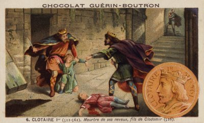 Chlothar I and the murder of his nephews, the sons of King Clodomir, 526 by French School
