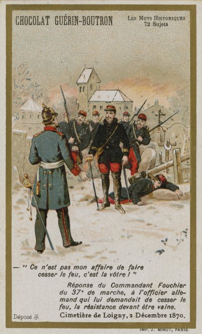 Chocolat Guerin-Boutron Trade Card, Historic Words Series by French School