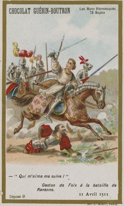 Chocolat Guerin-Boutron Trade Card, Historic Words Series by French School