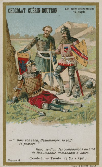 Chocolat Guerin-Boutron Trade Card, Historic Words Series by French School