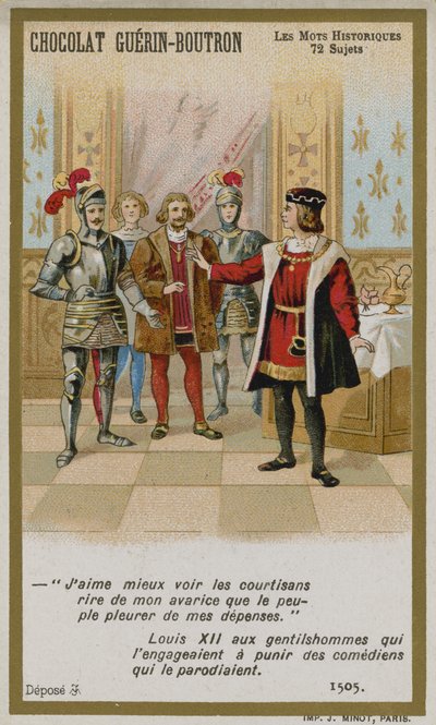 Chocolat Guerin-Boutron Trade Card, Historic Words Series by French School