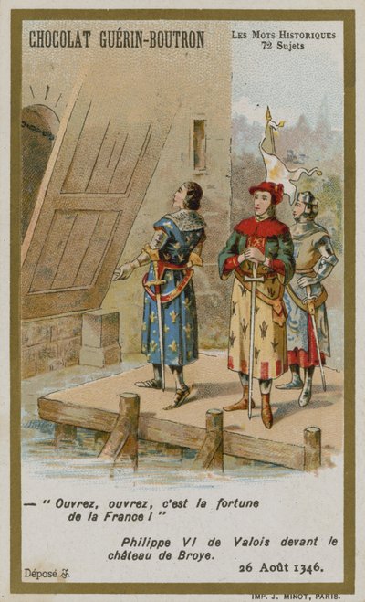Chocolat Guerin-Boutron trade card, Historic Words series by French School