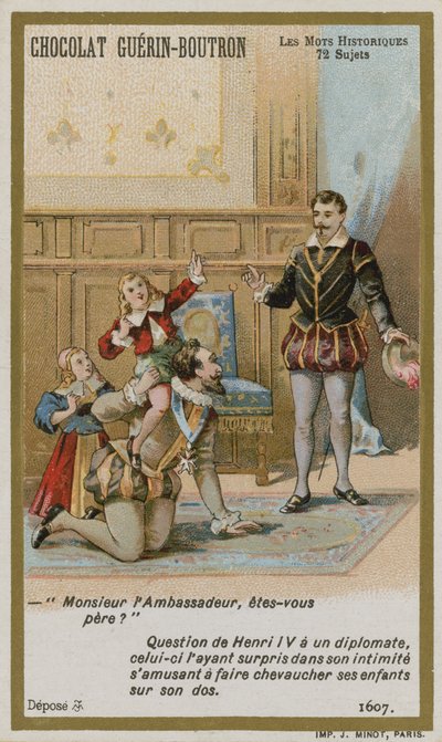Chocolat Guerin-Boutron trade card, Historic Words series by French School
